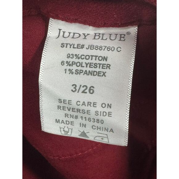 Judy Blue Women's Skinny Fit Red Stretch Denim Jeans - Size 3 (26x25) - Picture 6 of 6